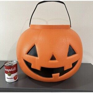 Giant 16” General Foam Pumpkin Jack-O-Lantern Blow Mold Halloween Pail Bucket